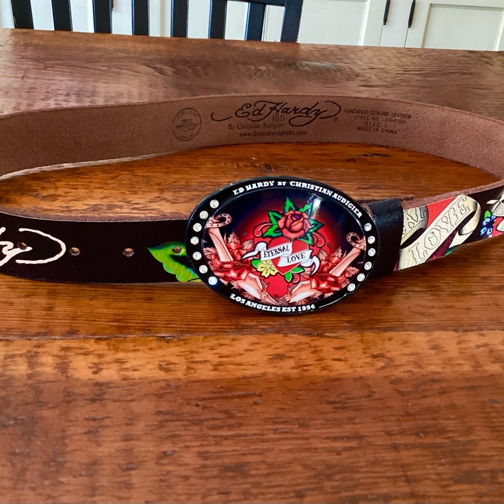 Ed Hardy by Christian Audigier Genuine Leather Belt